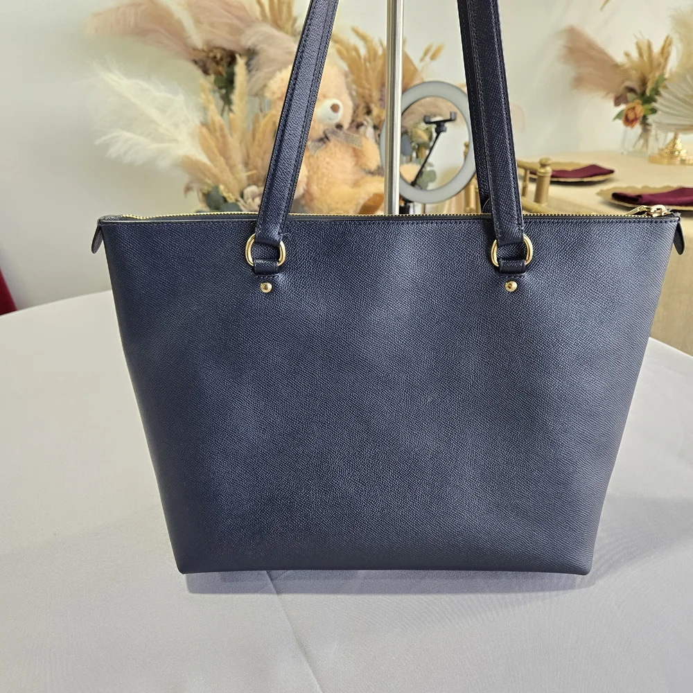 Coach (F79608) Signature Blue Leather Gallery Tote Shoulder Handbag Large ZipTop - Picture 3 of 16